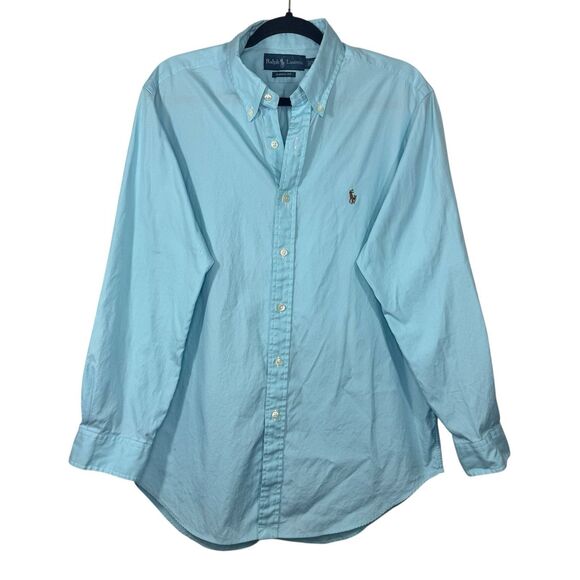 Ralph‎ Lauren Classic Fit Collared Long Sleeve Button Up Shirt Blue 16 32/33 - Picture 1 of 7